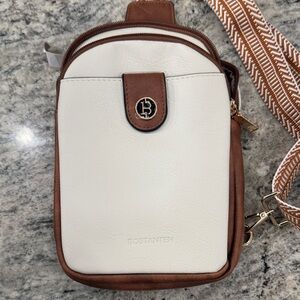 BOSTANTEN White and Brown Crossbody Bag
